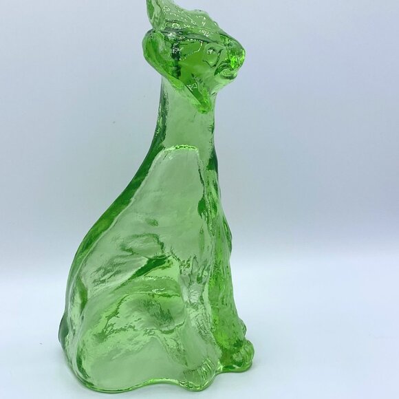 Fenton Glass Apple Green Alley Cat Figurine by Mosser Glass 11.0" A263 - Picture 4 of 6
